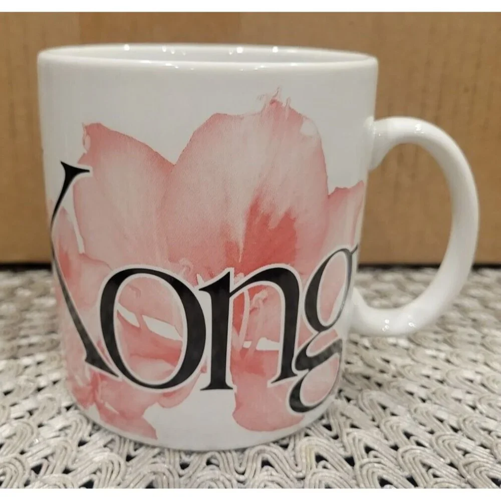 Starbucks Hong Kong City Mug‎ Collector Series 2002 Red Orchid Large White
